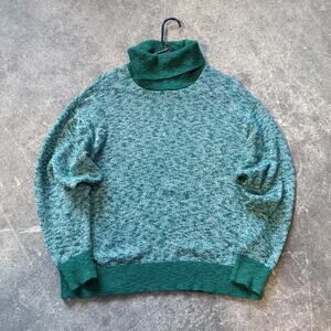 L.L. Bean Signature Oversized Sweater Womens XS Green Linen Turtleneck 510995